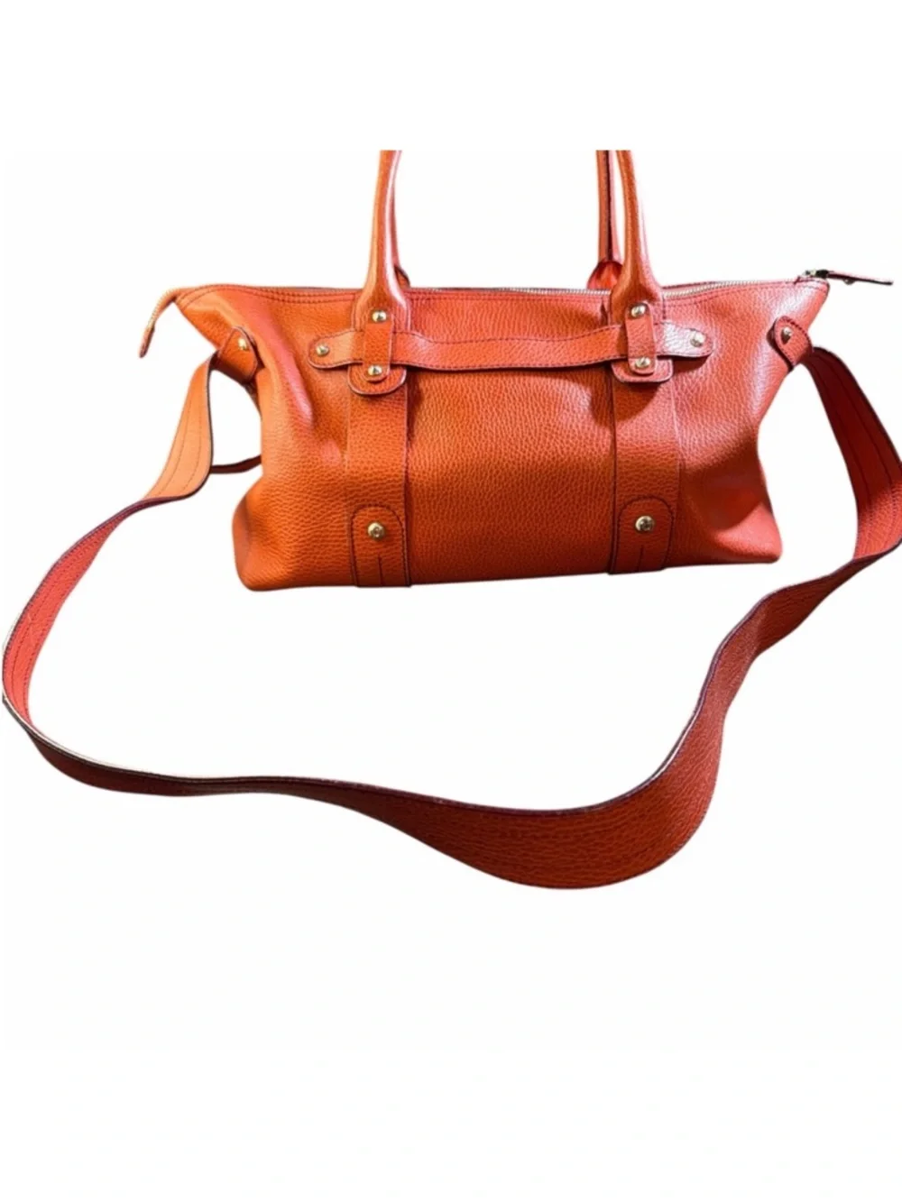 Low start - Salvatore Ferragamo Orange Pebble Leather Top-Handle & Crossbody Bag - Picture 2 of 10